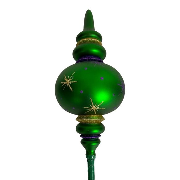 Glitter Mardi Gras Ornament Large 20" Decor Table Arrangements Green Gold Round - Picture 7 of 8